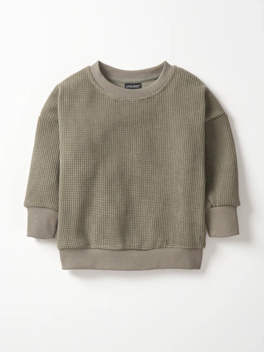 Little Bipsy Olive Green Waffle-Knit Kids Sweatshirt